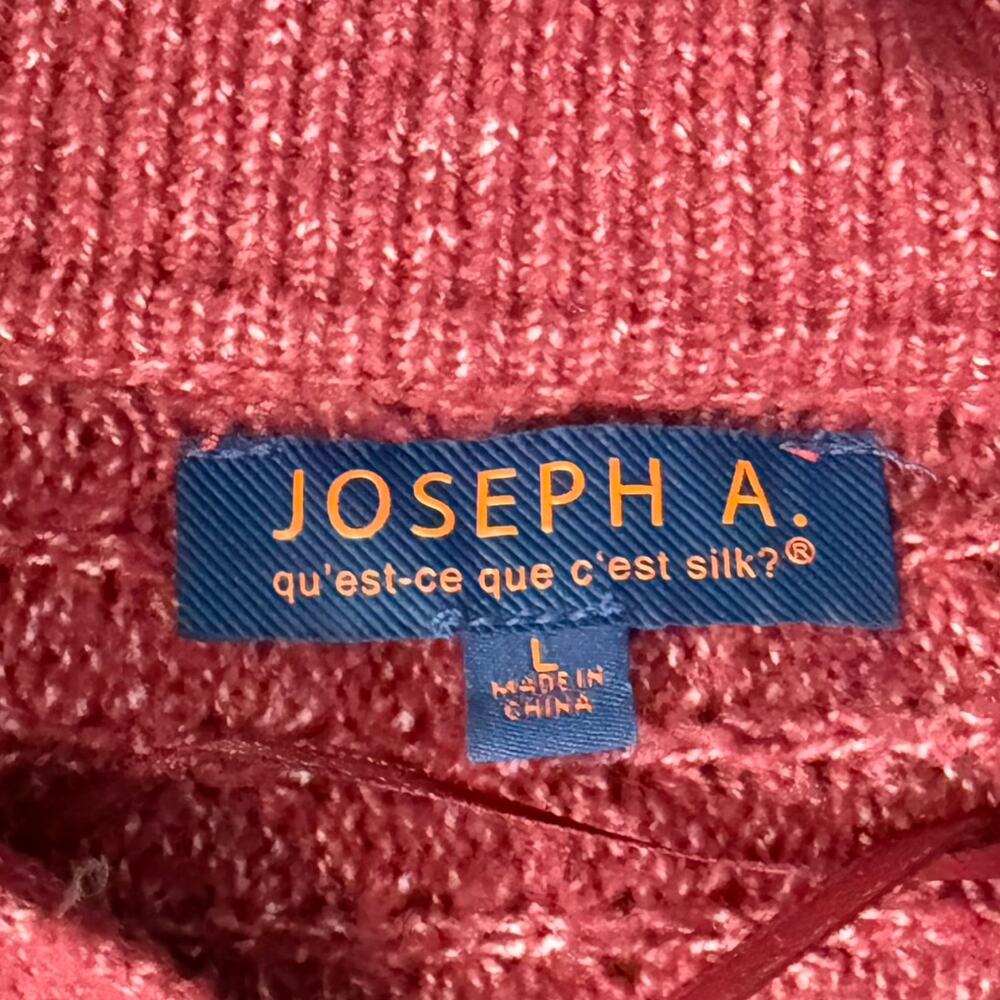 Joseph A Maroon Red White Trim Johnny Collared Knit Shirt Light Sweater Size L - Picture 2 of 10